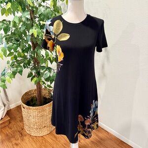Desigual | Black Dress with Floral Design | Size XS